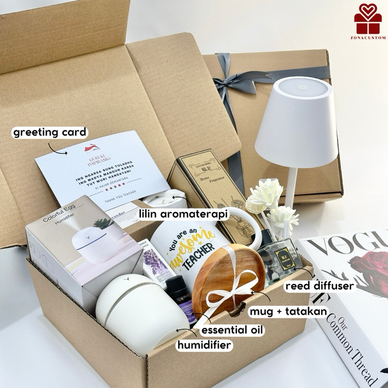 Kado Hampers Guru - Paket Humidifier - Hampers Reed Diffuser & Scented Candle - Hadiah Perpisahan Gu