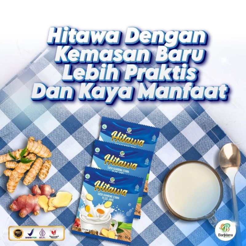 

HITAWA susu kambing etawa plus herbal jahe merah, kunyit, temulawak kemasan sachet 25gr