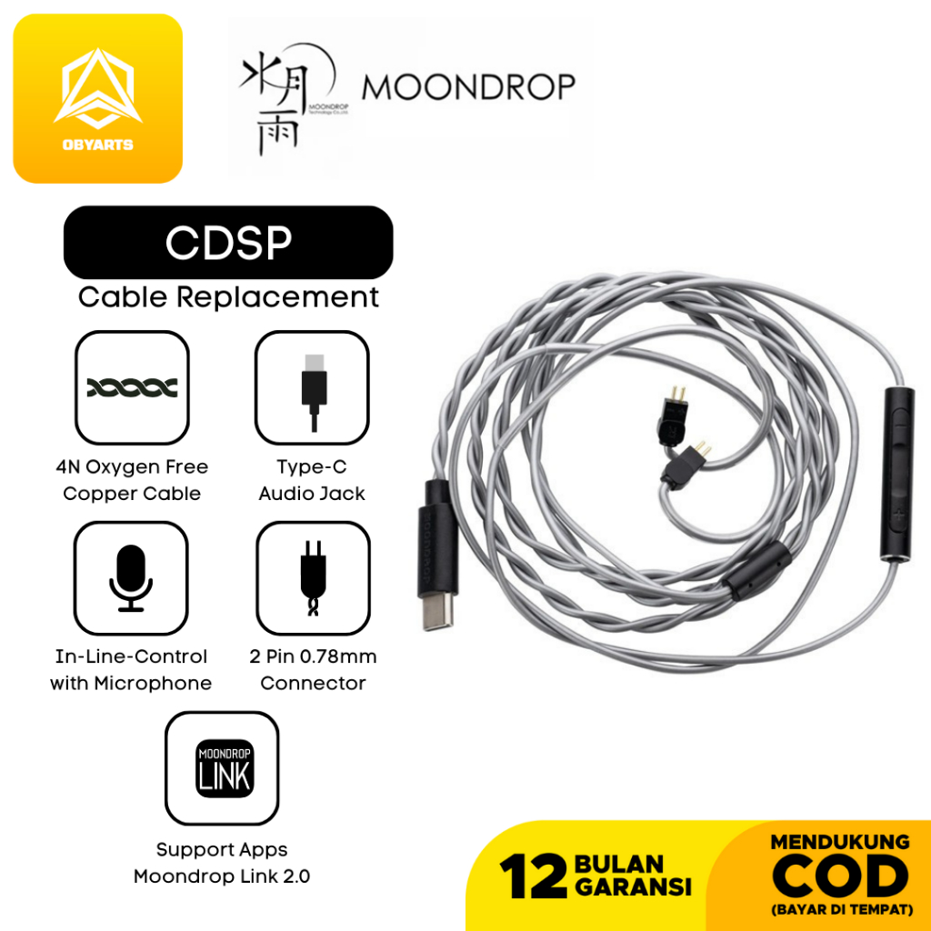 Moondrop CDSP Type C Upgrade Cable For In Ear Earphone With Microphone