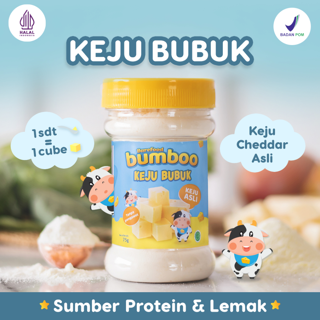 

Bumboo Keju Bubuk Asli - Keju MPASI Anak - Sumber Lemak & Protein - Keju Cheddar Australia - Tanpa Pengawet - No MSG