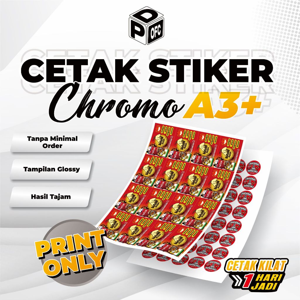 

CETAK STIKER LABEL CROMO | STIKER BONTAK CUSTOM | STIKER A3+ PRINT ONLY MURAH