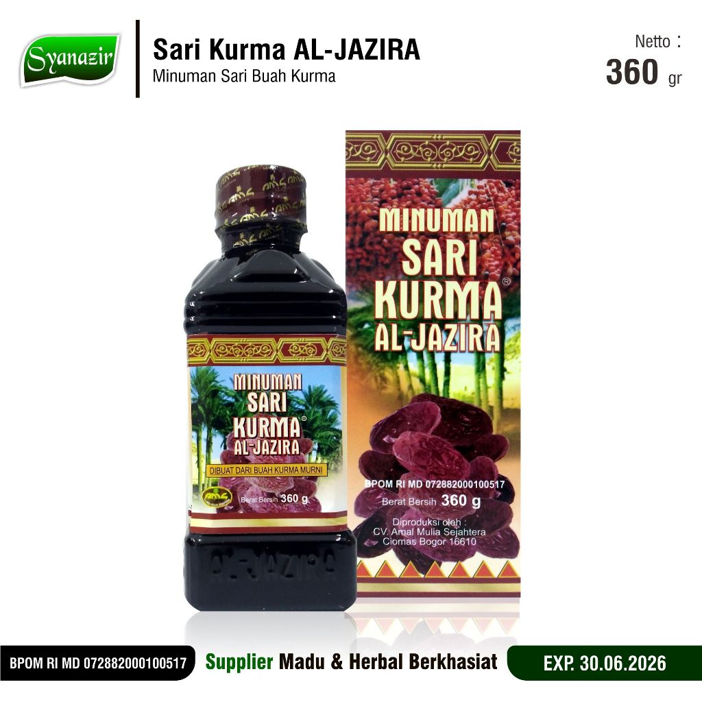 

Sari Kurma Al-Jazira 360 gr || Minuman Sari Kurma dari Buah Kurma Murni Pilihan