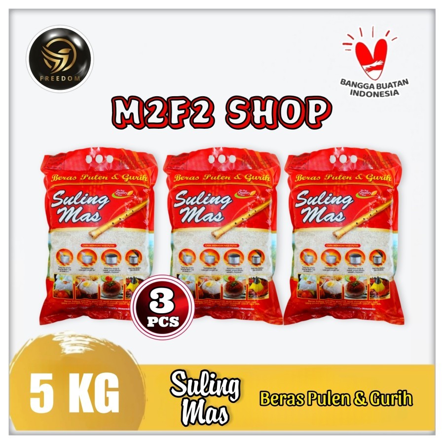 

Suling Mas Beras Putih Pulen & Gurih Premium IR 64 - 5 kg (Kemasan 3 Pcs)