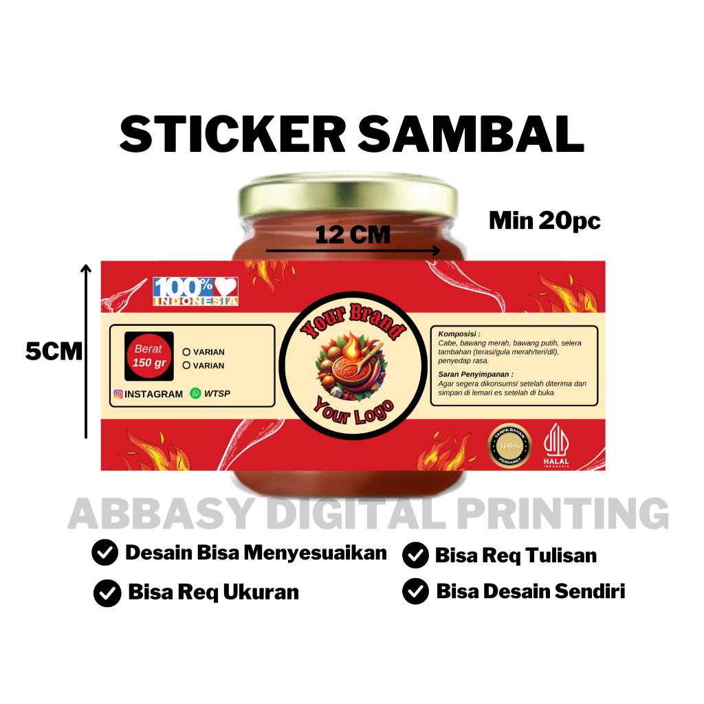 

STICKER PRODUK SAMBAL (BISA REQ UKURAN DAN DESAIN)