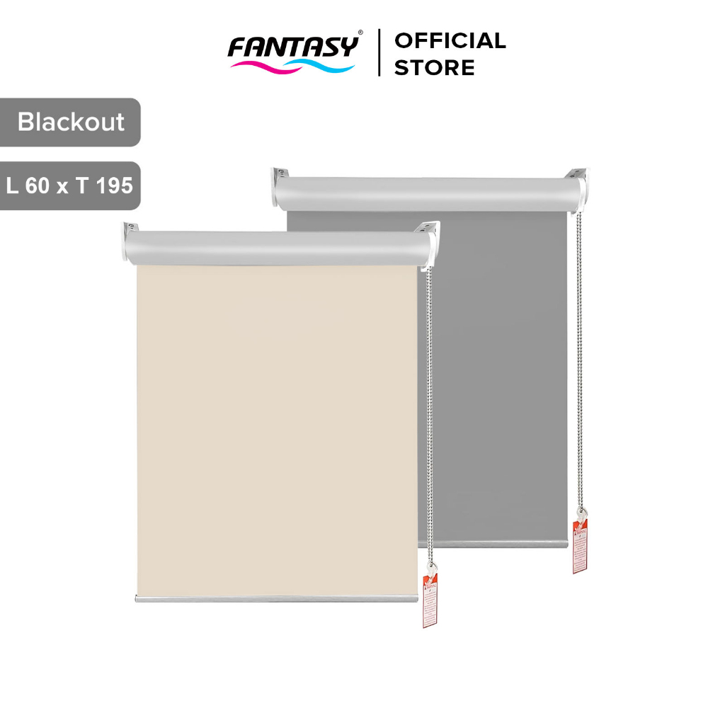 Fantasy Roller Blind 60 x 195 cm Tirai Jendela Gulung Black Out