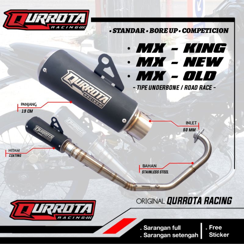 knalpot racing underbone ub roadrace original qurrota racing mx king mx new mx old satria fu