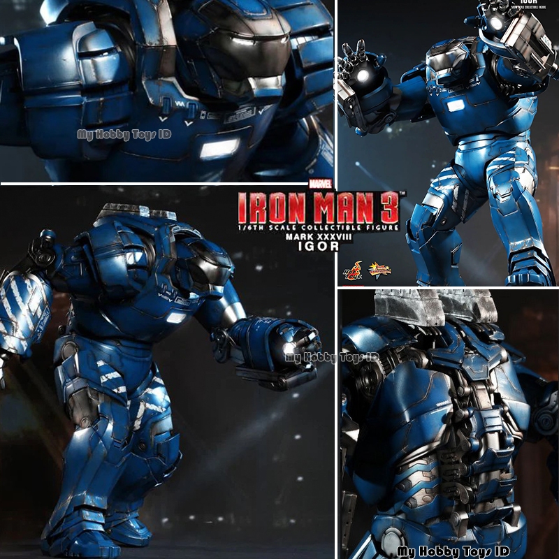 Hot Toys Action Figure Superhero Iron Man Mark 38 Hulk Buster IGOR Robot Ironman Besar LED