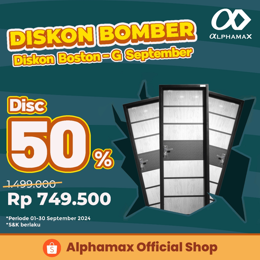 ALPHAMAX Boston - G Pintu Rumah Pintu Kamar Mandi Pintu Gudang Pintu PVC + Aluminium 70 x 195 cm