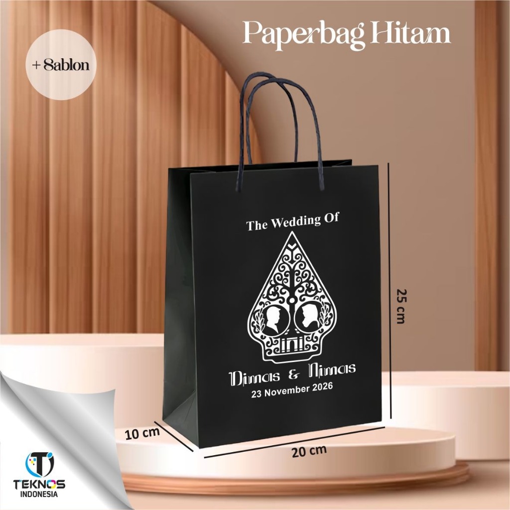 

PAPER BAG HITAM - TAS SOUVENIR PERNIKAHAN BAHAN SOFT KARTON ECER READY STOCK