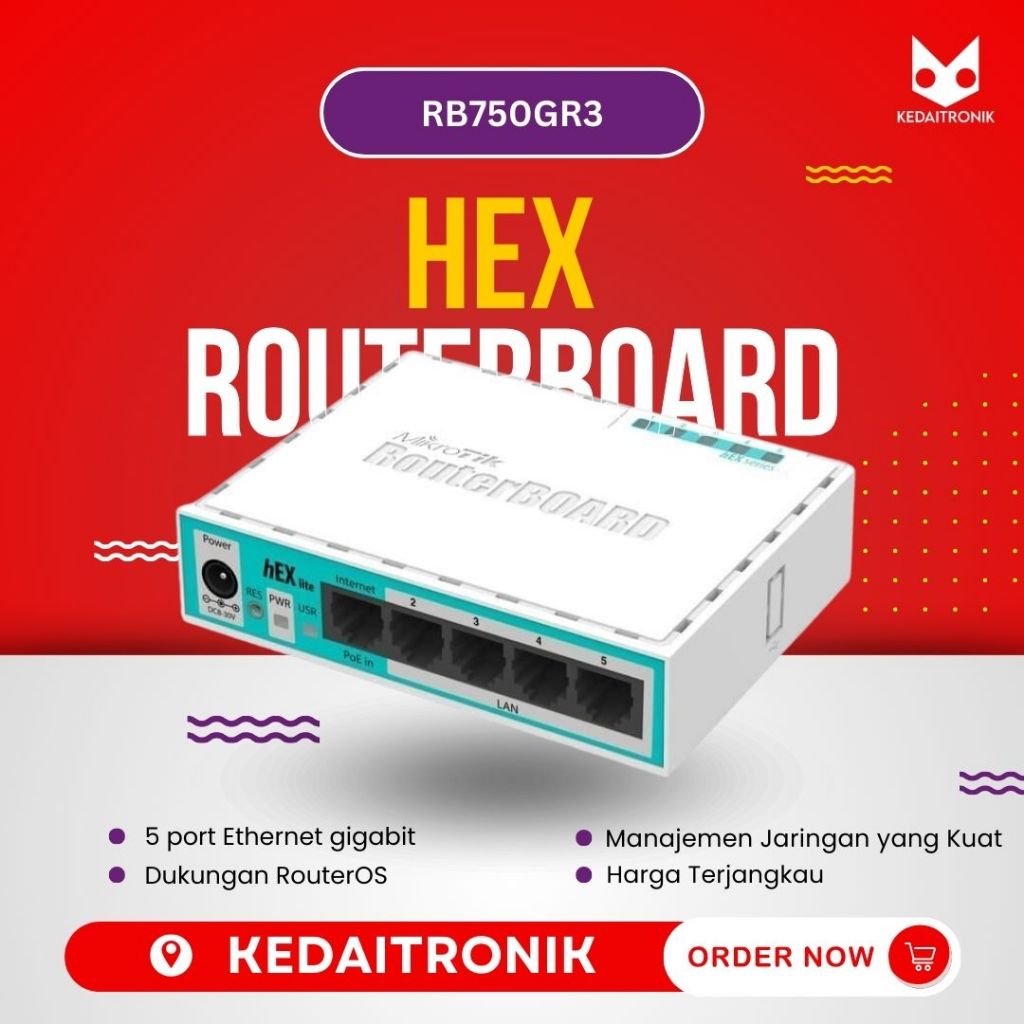Mikrotik Router Gigabit HEX RB750Gr3 Rb-750gr3