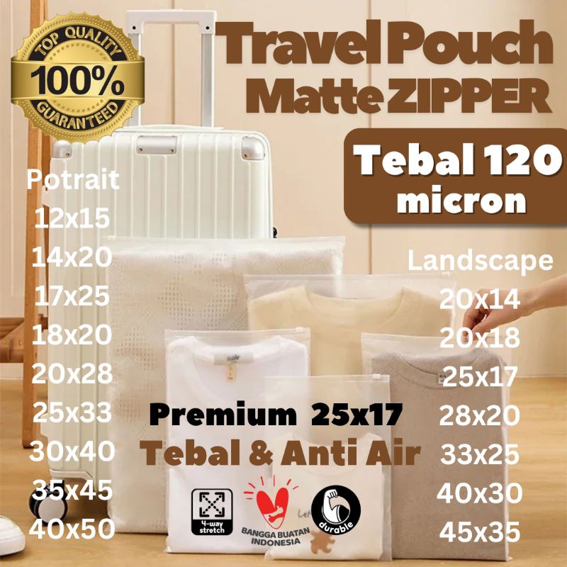 Travel Pouch Organizer Ziplock Matte 25x17 Premium 120mic