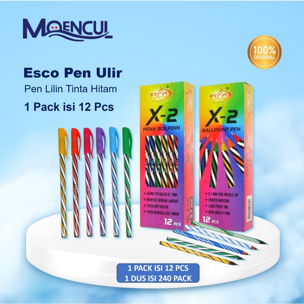 

Pulpen Esco Mirip Stark 1 Pack isi 12 Pcs / Ballpoint Lilin Tinta Hitam / Pen Lilin / Pen Ulir