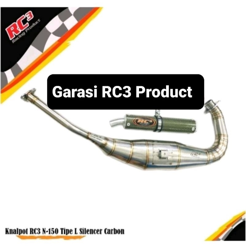 knalpot RC3 ninja 150 R  RR type L perut 39 std stenlis slenser karbon