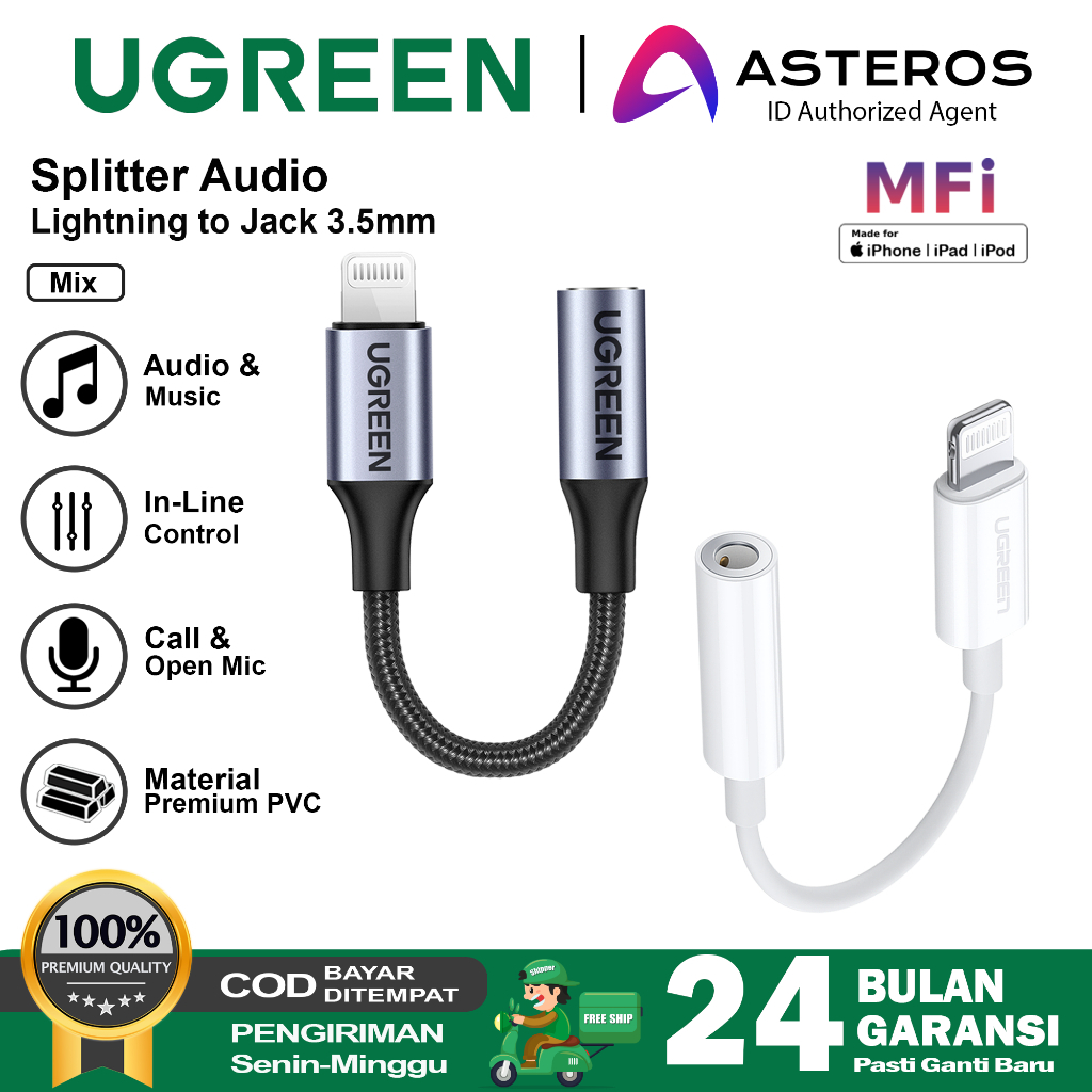 UGREEN Splitter iPhone MFi Lightning To Jack 3.5mm 30759