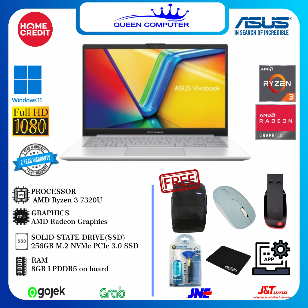 LAPTOP ASUS E1404FA FHD323 Ryzen 3 7320U 8GB 256GB W11 OHS Cool Silver Promo