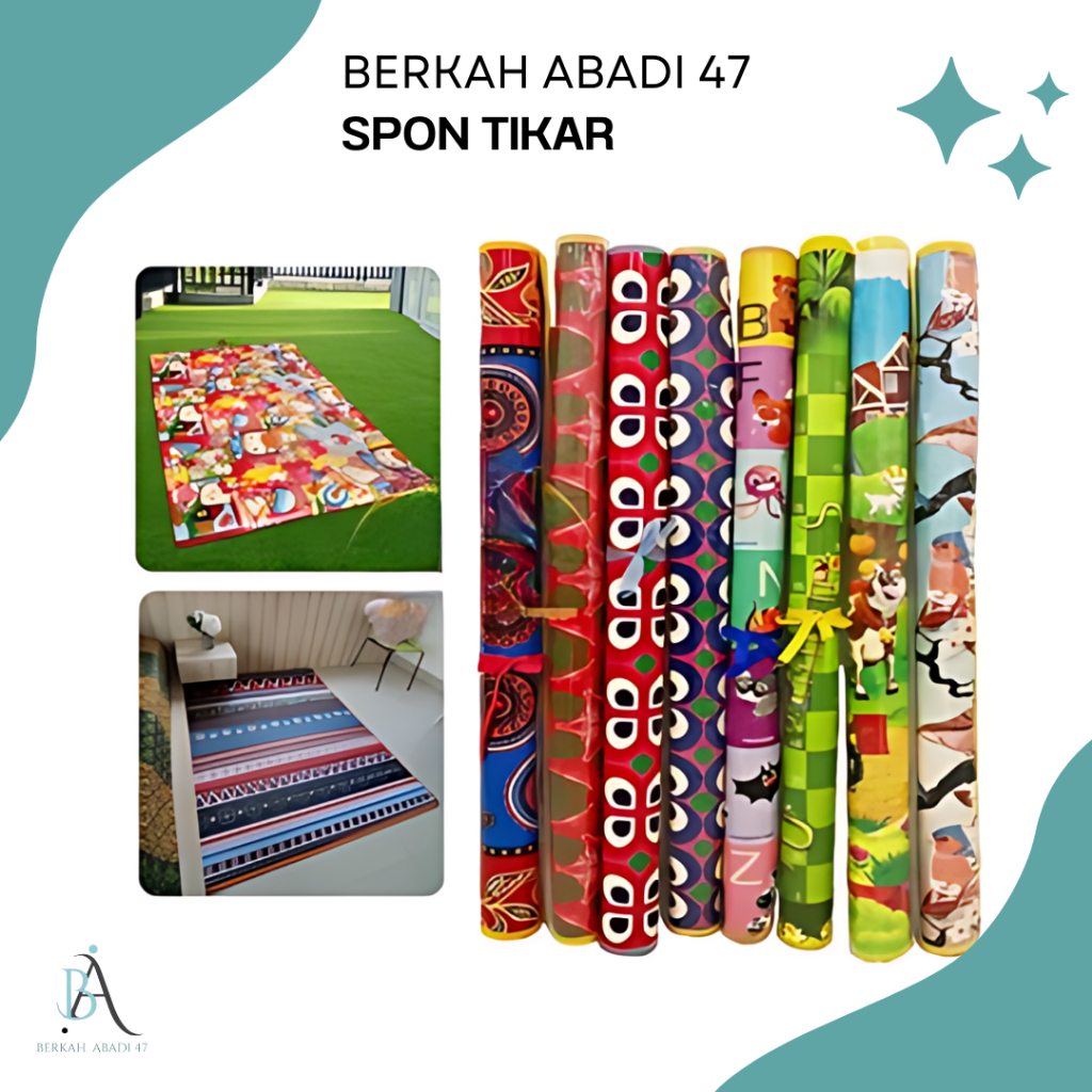 Karpet Tikar Lantai Spon Gulung Motif Karakter Alas Tikar Plastik Tikar Spon Gulung Waterproof Bisa 