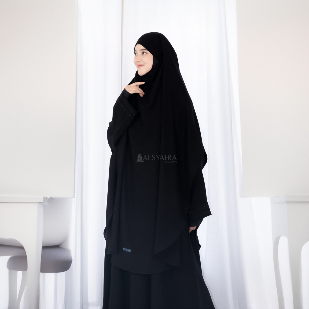 Alsyahra Exclusive French Khimar Handless Fatimah Jetblack