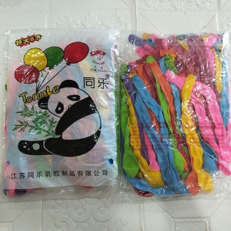 Balon cacing/balon ulir panjang warna warni isi 100 pcs