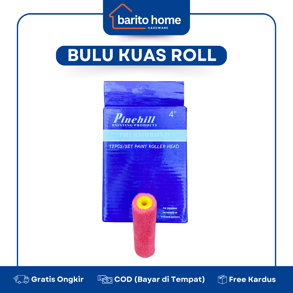 Bulu Roll Kuas Kecil Kapal Merah Bulu Domba 4 Inch / Refill Bulu Kuas Kecil Cat Minyak Tembok Dindin
