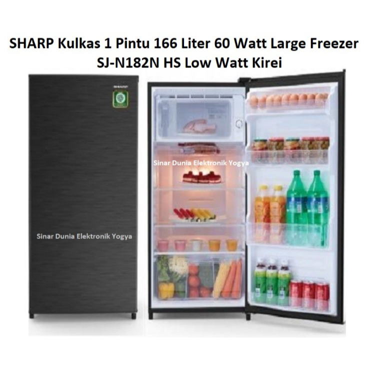 SHARP Kulkas 1 Pintu 166L Low Watt 60W SJ-N182N HS Kirei SJN182N 182N