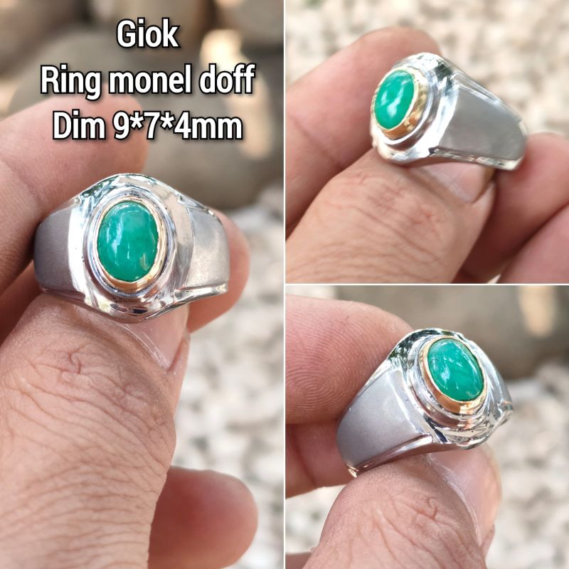 CINCIN PRIA BATU GIOK CINA KECIL RING MONEL DOFF