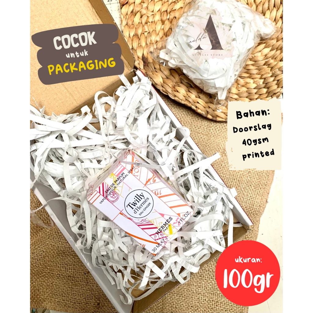 

( 100 GR) TERMURAH!! SHREDDED PAPER / KERTAS CACAH SERUT KAWUL / ISI GIFT BOX FILLER Hampers kado packaging keperluan photo shot, packing olshop, isi goodie bag