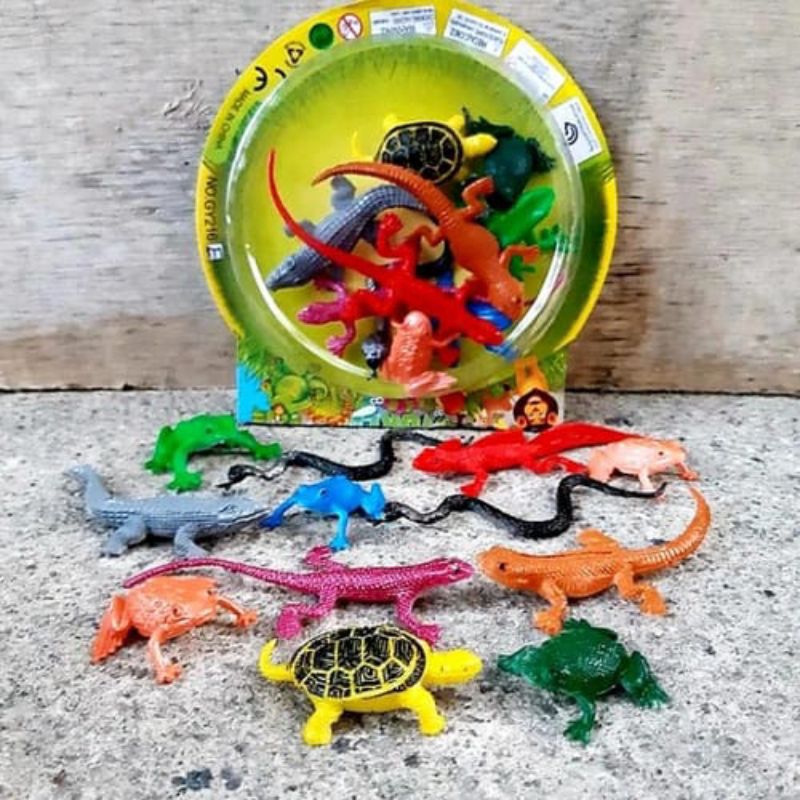 Mainan Hewan Karet Reptil - Set Miniatur Figure Binatang Buaya Ular Anak Edukasi Hewan Serangga