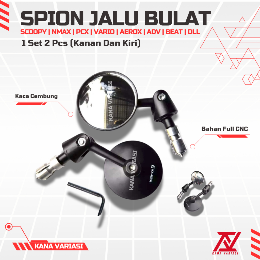 Spion Jalu Bulat Cembung Nmax Vario Scoopy Beat Universal Semua Motor