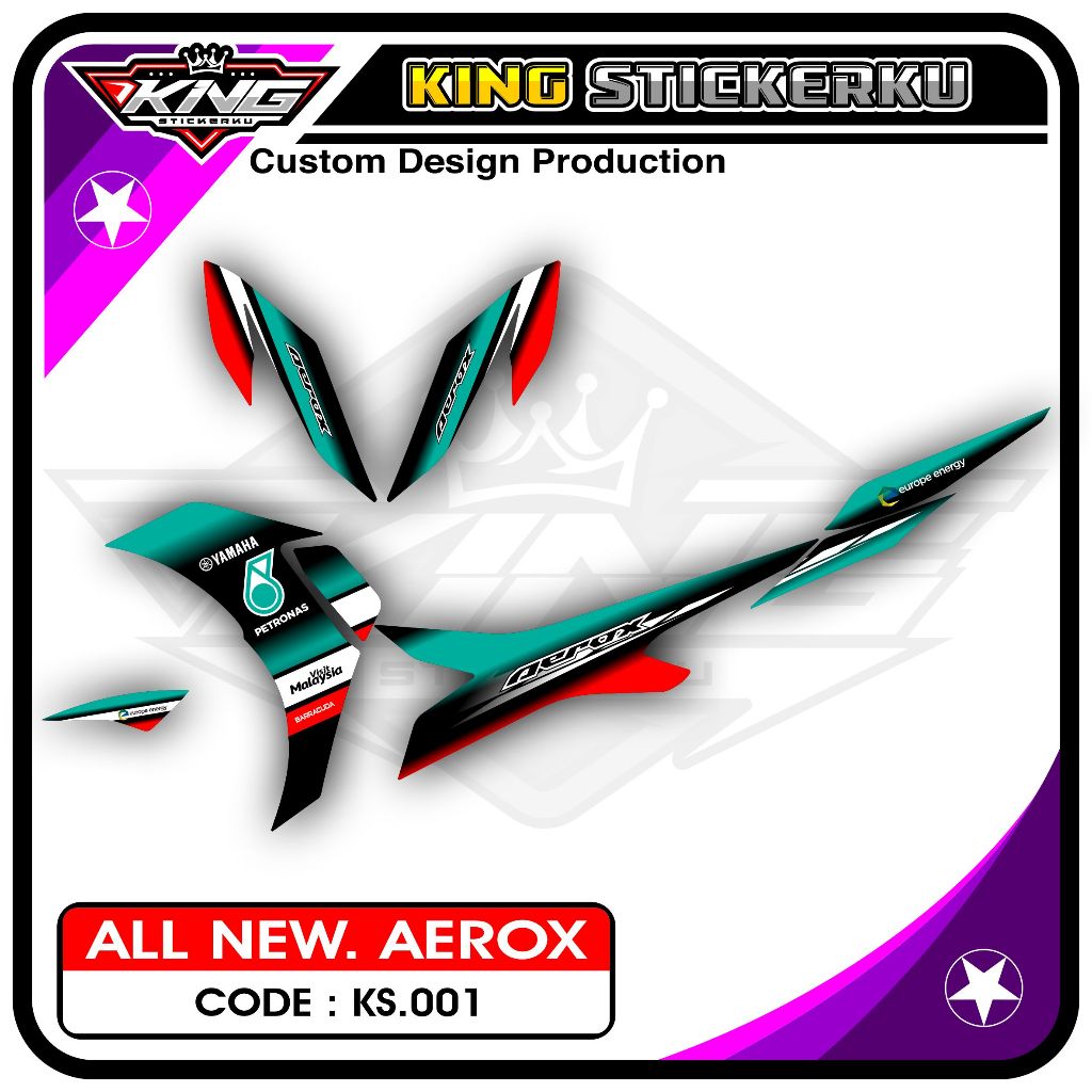 Sticker Striping Aerox 155 - Stiker Striping Aksesoris Motor ALL New Aerox Desain Petronas. KS.001