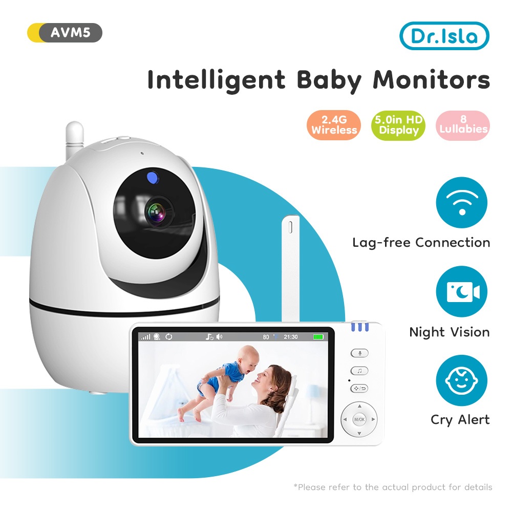Dr.isla CCTV Lampu 360 Derajat Baby Monitor Camera 丨Fungsi panggilan suara | Fungsi deteksi suhu tub