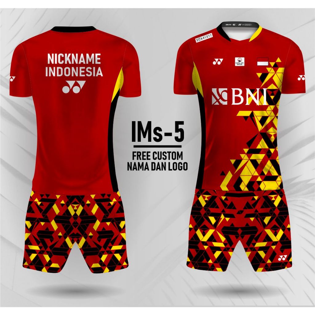 jersey badminton indonesia master baju olahraga bulutangkis yonex unisex free custom nama logo