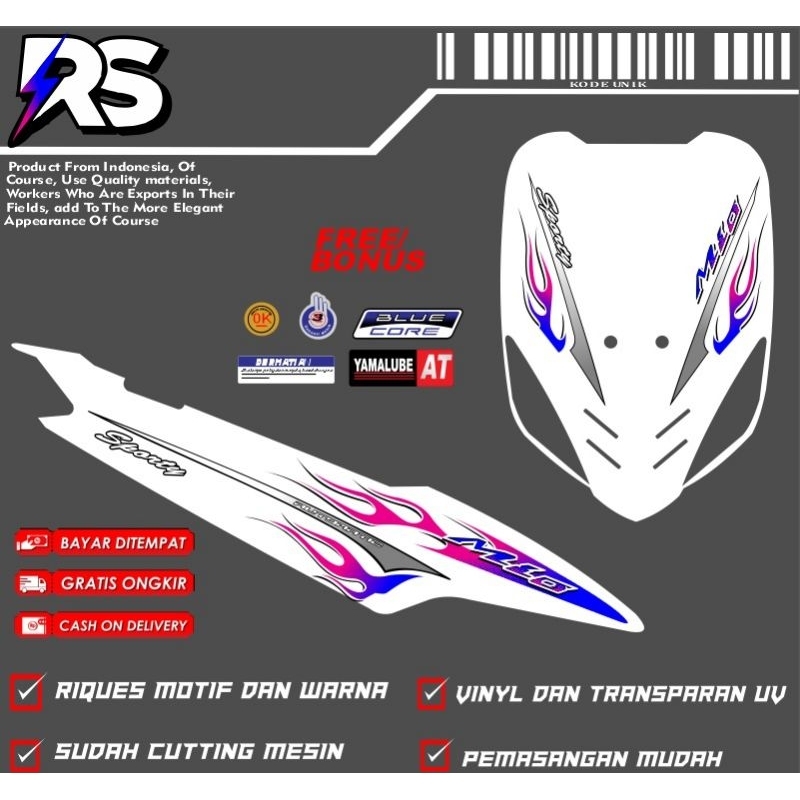 sticker striping mio sporty putih motif api