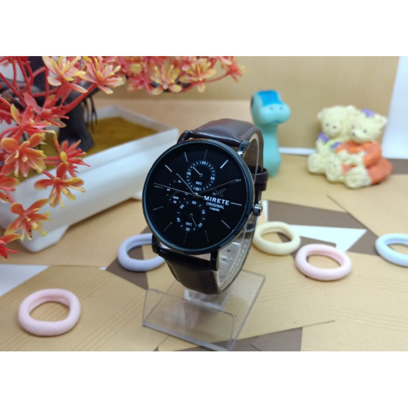 Jam Tangan Kulit Pria/Free box + Free Beterai + Buble/Jam Tangan Fashion Pria/Jam Tangan Pria