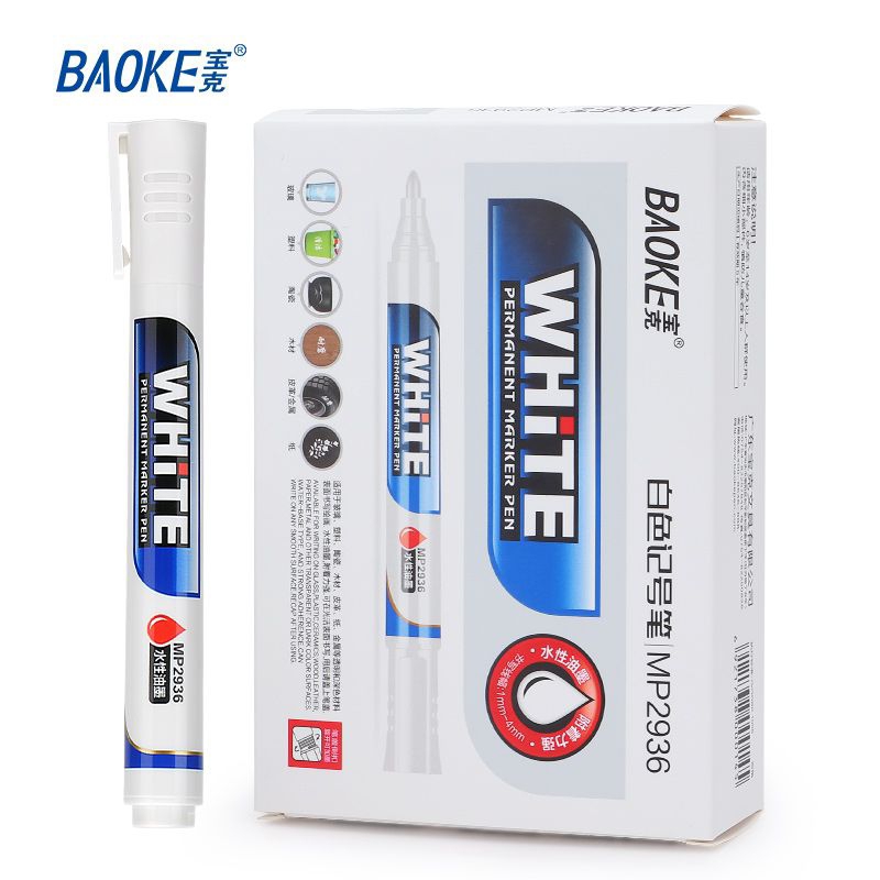 

BAOKE MP2936 WHITE PERMANENT MARKER SPIDOL PUTIH PERMANEN