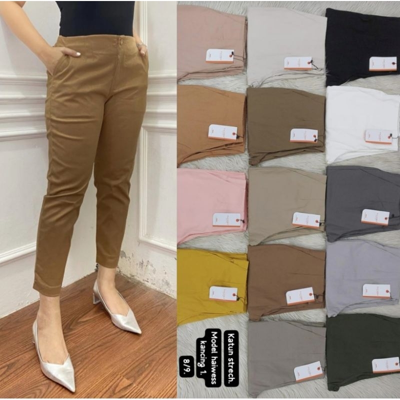 QH Celana Katun Stretch Fauzira 8/9 Celana Panjang Fuschia Baggy pants Fauzira