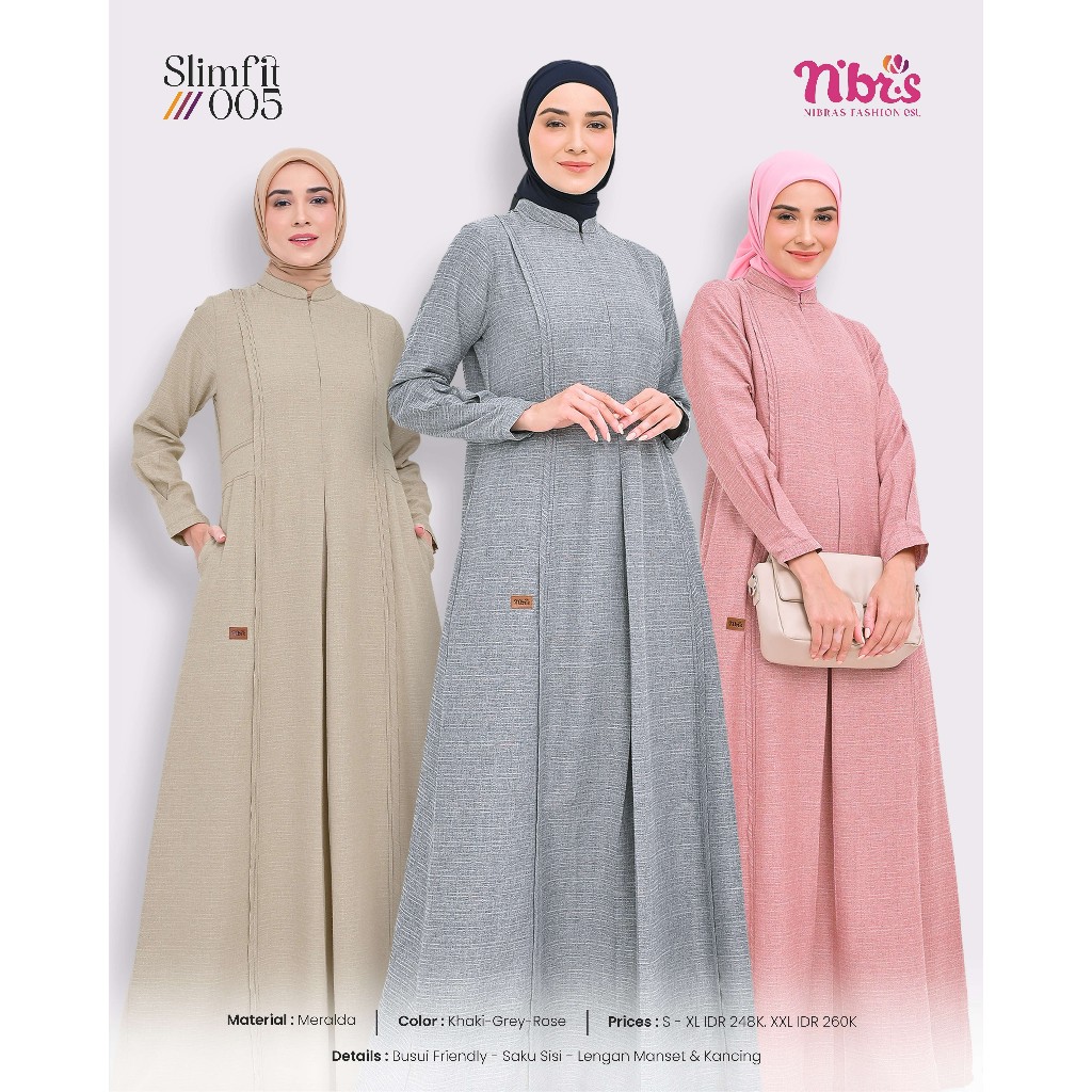 GAMIS NIBRAS SLIM FIT 005 - GAMIS SLIM BODY - GAMIS NIBRAS CANTIK - GAMIS WANITA BISA COD
