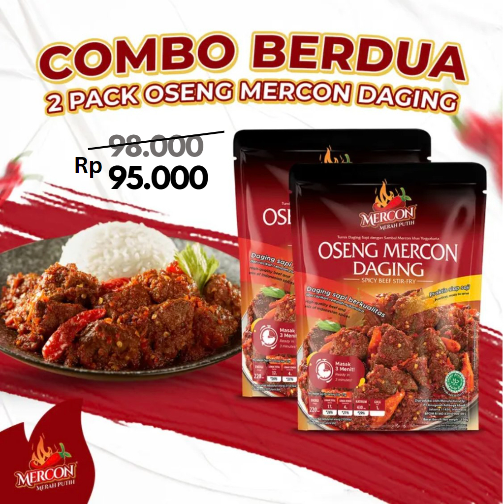 

Combo Berdua Oseng Daging Mercon Merah Putih 2 Pack Paket Hemat
