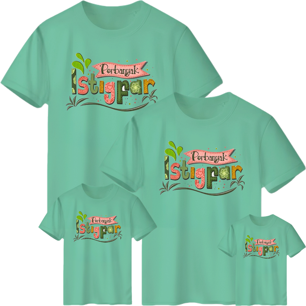 Kaos couple keluarga lengan pendek dan panjang ayah ibu anak / kaos muslimah dakwah islami istighfar
