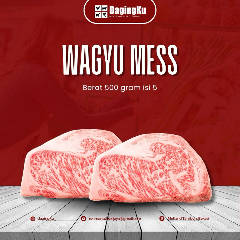 

Beef Wagyu Meltique Mess Kipas 1Kg/Mess Wagyu Meltique Trimming 1Kg Vacum Pack