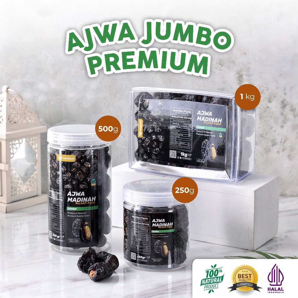 

Kurma Ajwa Jumbo Premium Madinah Jumbo Original 100% Kurma Nabi Ajwah Ajwa Aliyah