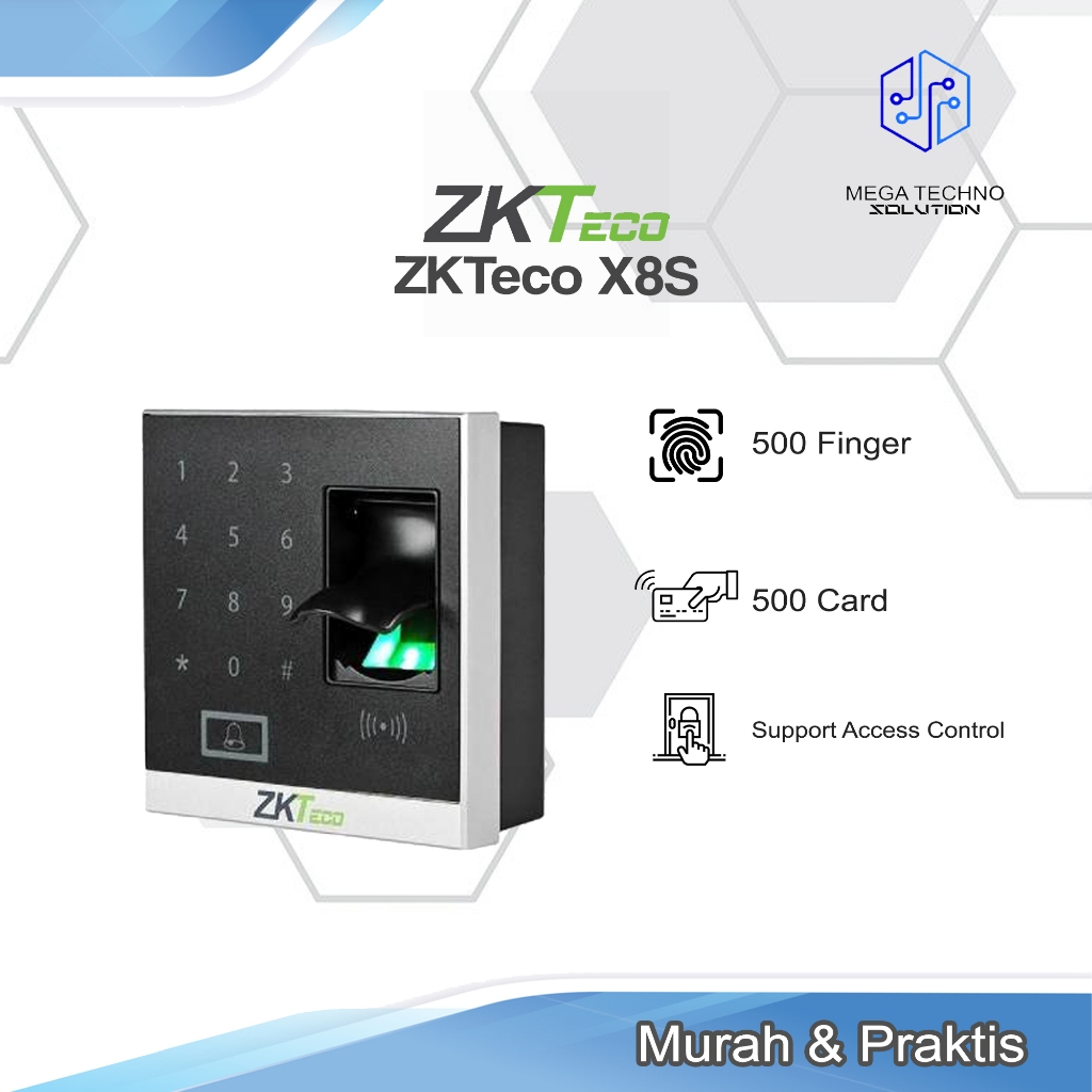 Mesin Fingerprint Reader Sidik Jari & Kartu Access Door Lock / Access control ZKTeco - X8S