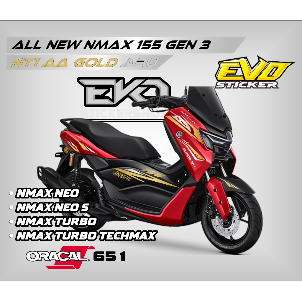 STIKER NEW NMAX NEO MERAH NMAX NEW  TURBO CUTTING STICKER 2024 NT1