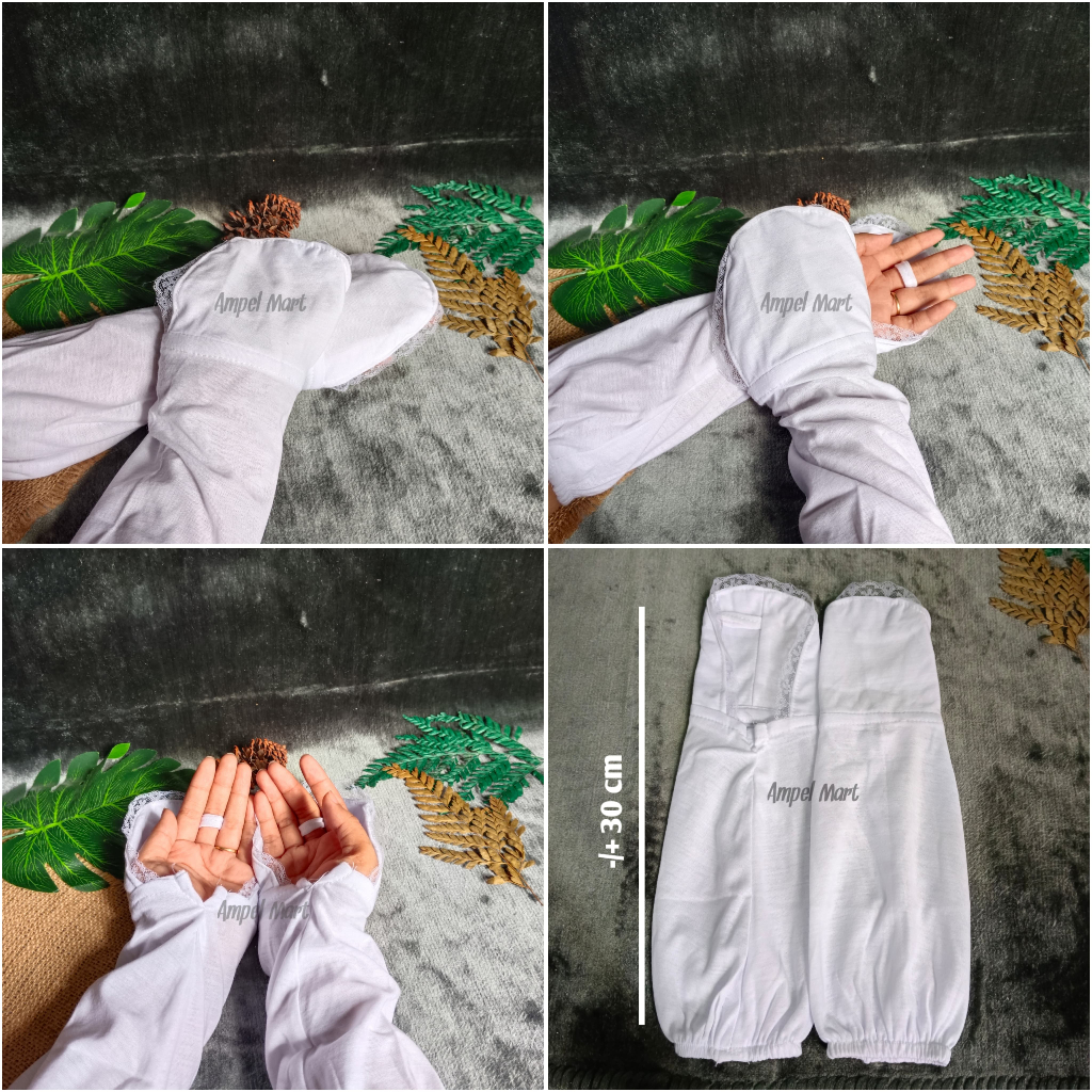 [v] Sarung Tangan Haji Sarung Tangan Muslimah Bahan Katun Renda Kaos Tangan Renda