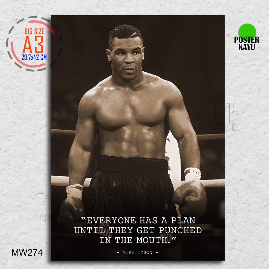MIKE TYSON Quotes Poster Motivasi Petinju Legenda Hiasan Dinding Kamar Cowok