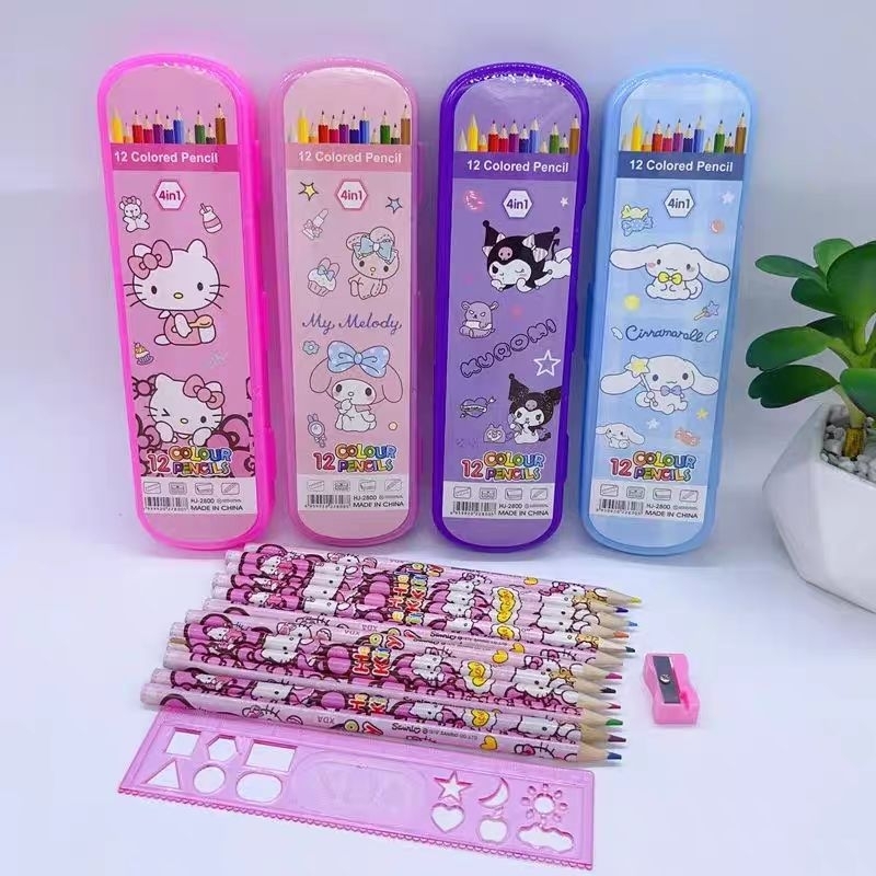

Stationary Sanrio / ATK SET / SANRIO KUROMI / Pensil Set Sanrio / Pensil Warna Sanrio