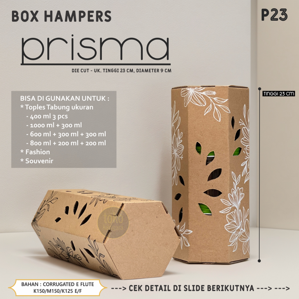 

BOX HAMPERS DIE CUT PRISMA DIAMETER 9 CM TINGGI 23 CM - BOX DIE CUT 1 PAK ISI 10 PCS