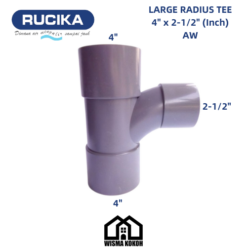 RUCIKA TEE Y / LARGE RADIUS TEE 90° PVC 4" X 2.1/2" (Inch) AW