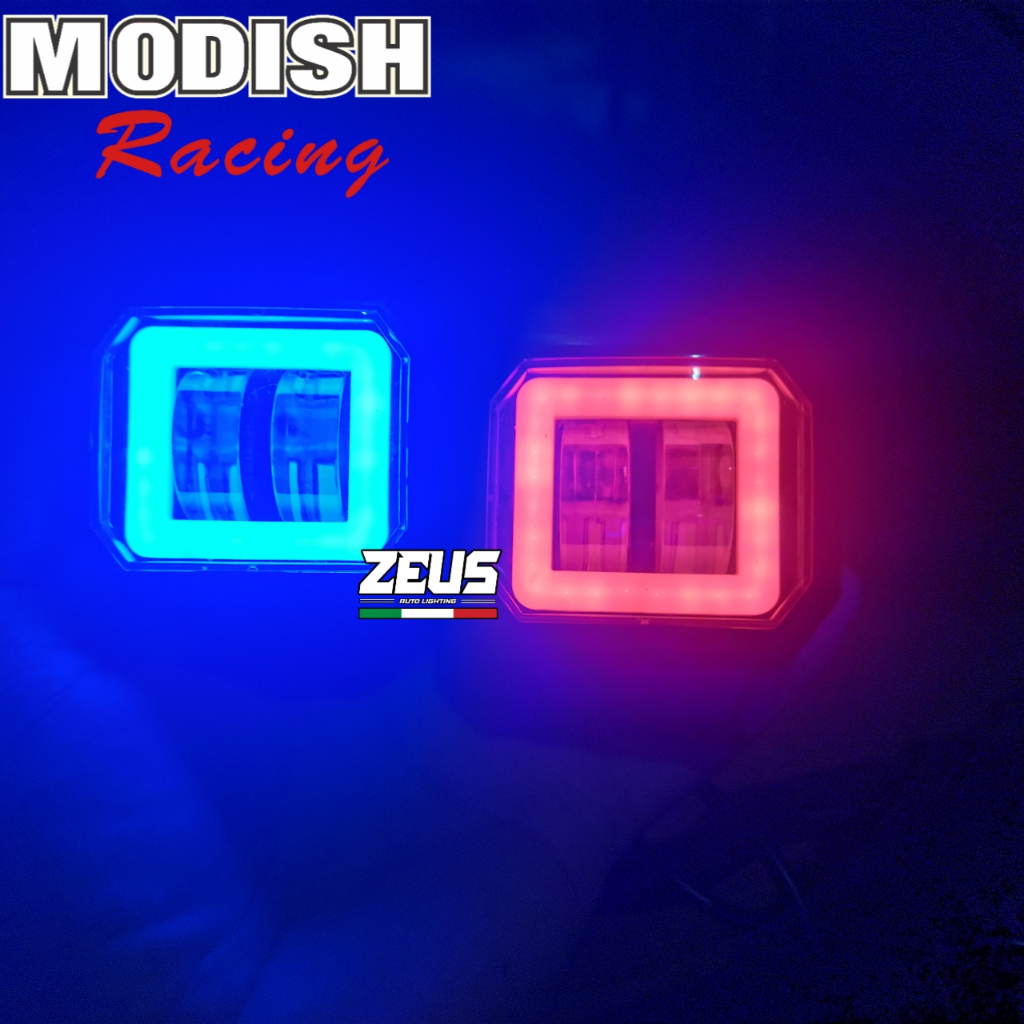 LAMPU TEMBAK SOROT LED MINI 4D 2 LENSA 12VOLT CREE ANGEL EYE KOTAK LAMPU DEPAN VARIASI UNIVERSAL MOT