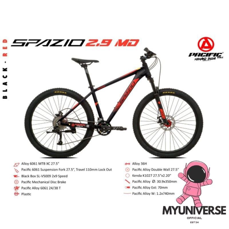 SEPEDA MTB 27,5 PACIFIC SPAZIO 2.9 MD ALLOY FORKLOCK SUSPENTION MURAH