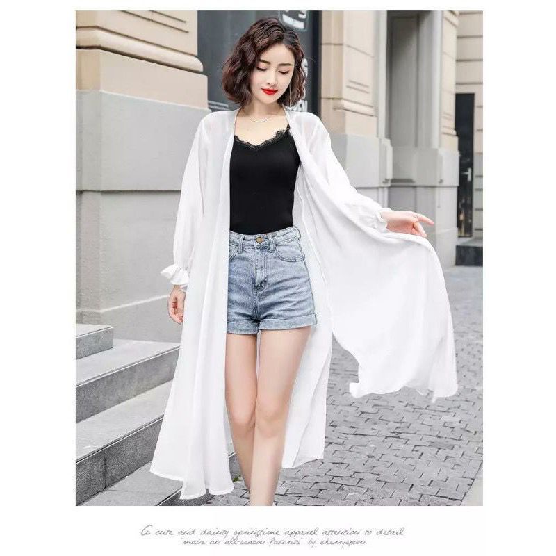basic id fashion Outer long transparan / outer korean style / outer pantai